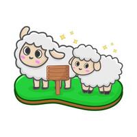 sheep with board illustration vector