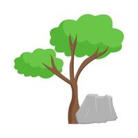 tree with stone illustration vector