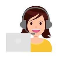 call center work in laptop illustration vector