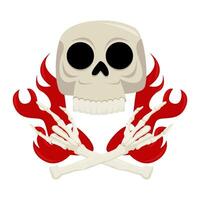 bone, skull with fire illustration vector