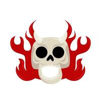 skull  with fire illustration vector