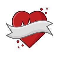 broken heart with ribbon illustration vector