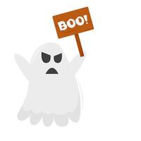 ghost with boo text in board illustration vector