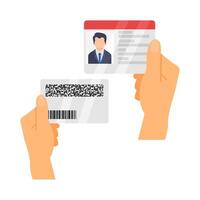 id card with code id card in hand illustration vector