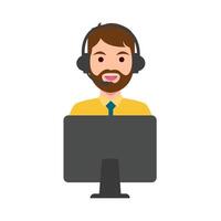 call center work in laptop illustration vector