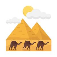 pyramid, summer weather with camel illustration vector