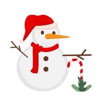 snowman with stick candy illustration vector