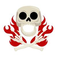 bone, skull with fire illustration vector