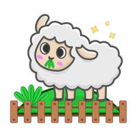 sheep in farm illustration vector