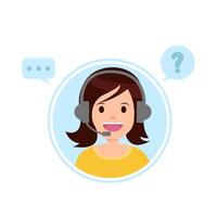 call center work in front computer with answer customer questions illustration vector