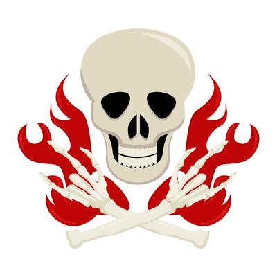 skull bone with fire illustration