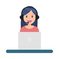 call center work in laptop illustration vector