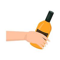 bottle alcohol in hand illustration vector