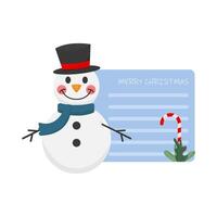 snowman christmas with greeting card  illustration vector