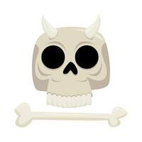 skull with bone illustration vector