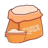 flour bag with flour in bassin illustration vector