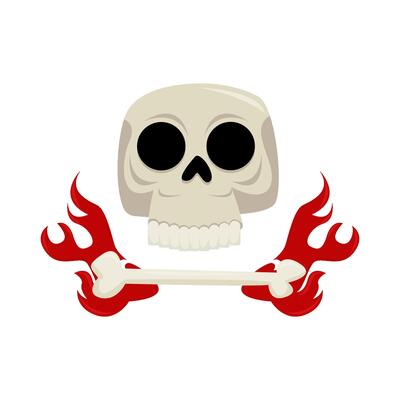 skull bone with fire illustration