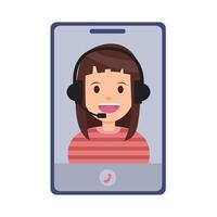 call center in mobile phone illustration vector