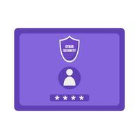 cyber security with password in monitor  illustration vector