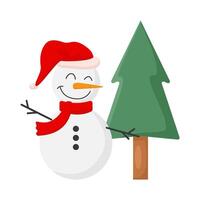 snowman  with tree spruce illustration vector