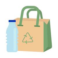 paperbag recycling with bottle plastic illustration vector