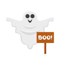 ghost with boo text in board illustration vector