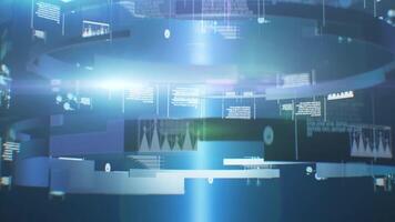 datos túnel viaje. en bucle animación. Disparo dentro fibra óptico cable. futurista resumen antecedentes. movimiento gráfico para resumen datos centro, servidor, Internet, velocidad. transmisión de digital video