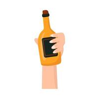 bottle alcohol in hand illustration vector