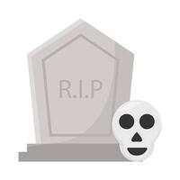 skull in graveyard illustration vector