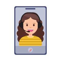 call center in mobile phone illustration vector