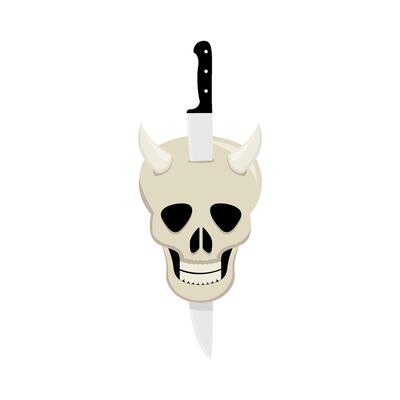 knife in skull illustration