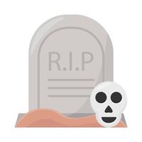 skull in graveyard illustration vector