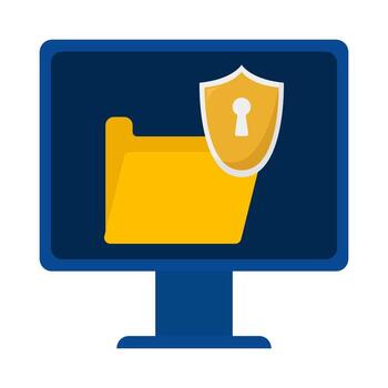 ciber seguridad carpeta en computadora ilustración vector
