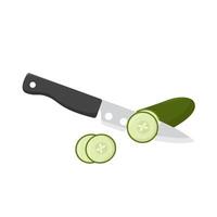 cuchillo pedazo Pepino ilustración vector