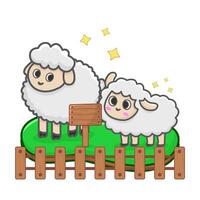 sheep in farm illustration vector