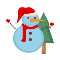 snowman with tree spruce illustration vector