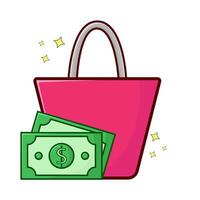 shopping bag with money illustration vector