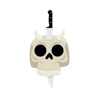 knife in skull illustration vector