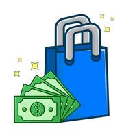 shopping bag with money illustration vector