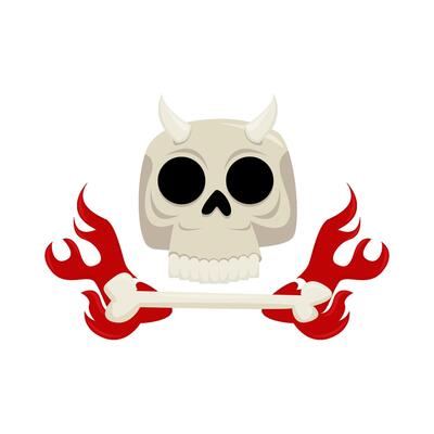 skull bone with fire illustration
