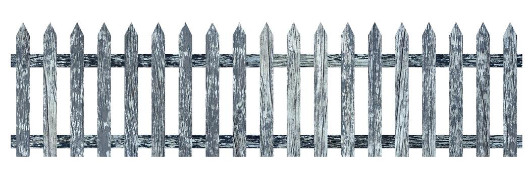 White Decayed Wooden Fence Isolated on White Background, Suitable for Presentation, Backdrop and Web Templates. photo