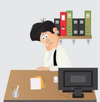 cartoon business man lazy and tired from work vector