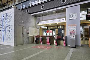 FUKUOKA, JAPAN NOVEMBER 13, 2023 Exit Ticket Gate for IC card only at Hakata station. Hakata Station is a major railway station in Hakata-ku, Fukuoka, Japan. photo