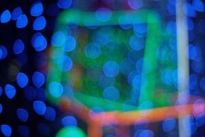 Abstract Blue Bokeh Texture Background. photo