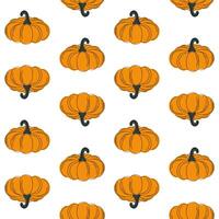 Hand drawn pumpkin seamless pattern. Modern linear style with colorful spots. Minimalist fall holiday background vector illustration. Ideal for fabric, textile, prints, wrapping paper.