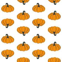 Hand drawn pumpkin seamless pattern. Modern linear style with colorful spots. Minimalist fall holiday background vector illustration. Ideal for fabric, textile, prints, wrapping paper.