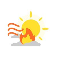 burning sun, hot weather, heat wave concept illustration flat design vector. simple modern graphic element for infographic, icon vector