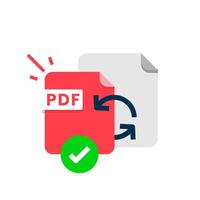 convert document to pdf format file concept illustration flat design vector. modern graphic element for landing page ui, infographic, icon vector