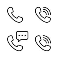 Call handset icon set collection. Phone receiver vector in line style. Editable stroke