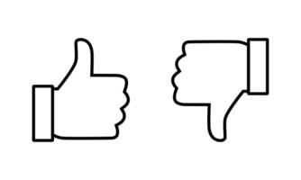 Like and dislike icon vector in line style. Thumb up and down sign symbol. Editable stroke